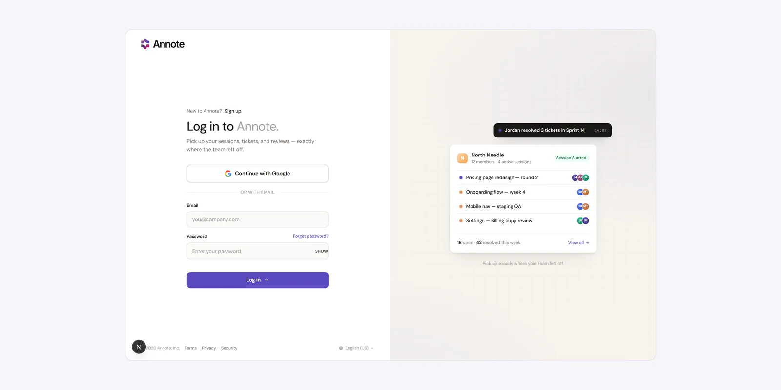 The website login page that opens from the extension